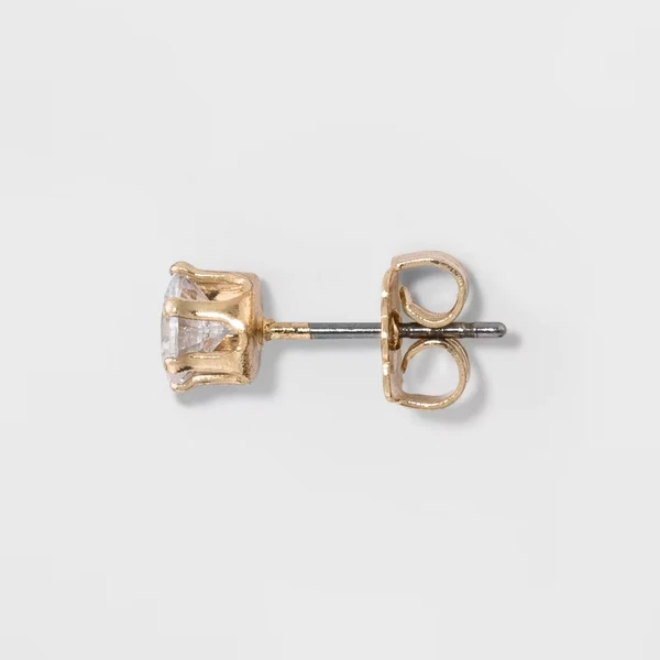 Stud Earring Set 3pk - Gold/Silver: Hypoallergenic Glass & Brass, Nickel-Free... 2