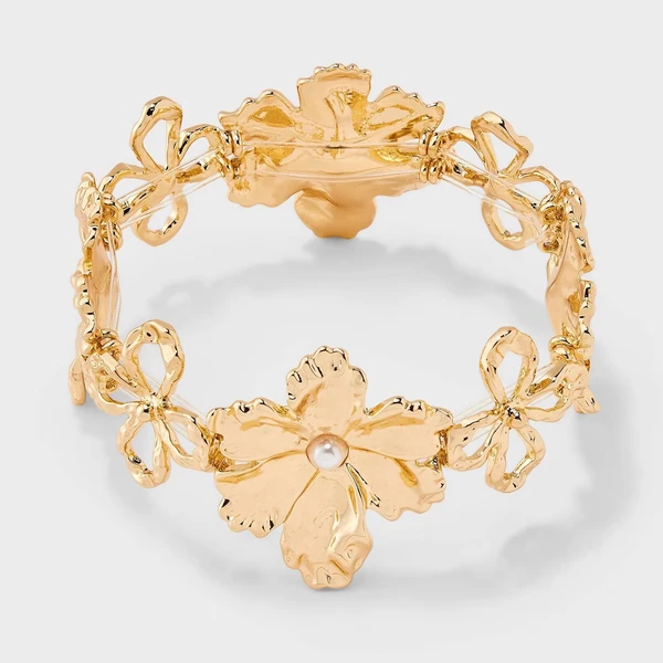 Stretch Flower Bracelet - Gold