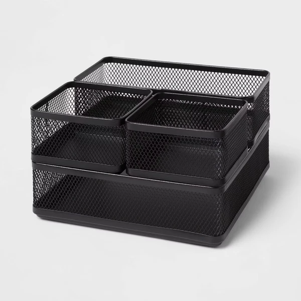 Mesh Desk Organizer Black: Steel Office Supplies & Desk Drawer Organizers... 2