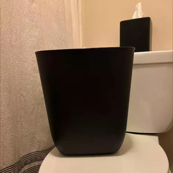 3gal Open Vanity Waste Basket Black: Compact Matte Plastic Indoor Trash Can... 4