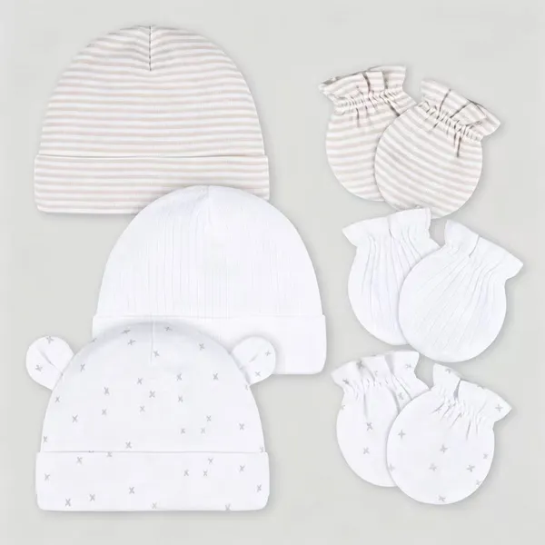 Baby 3pk Hats & Mittens - White