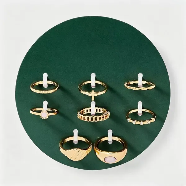 Cross And Sun 8pc Ring Set - Gold 3