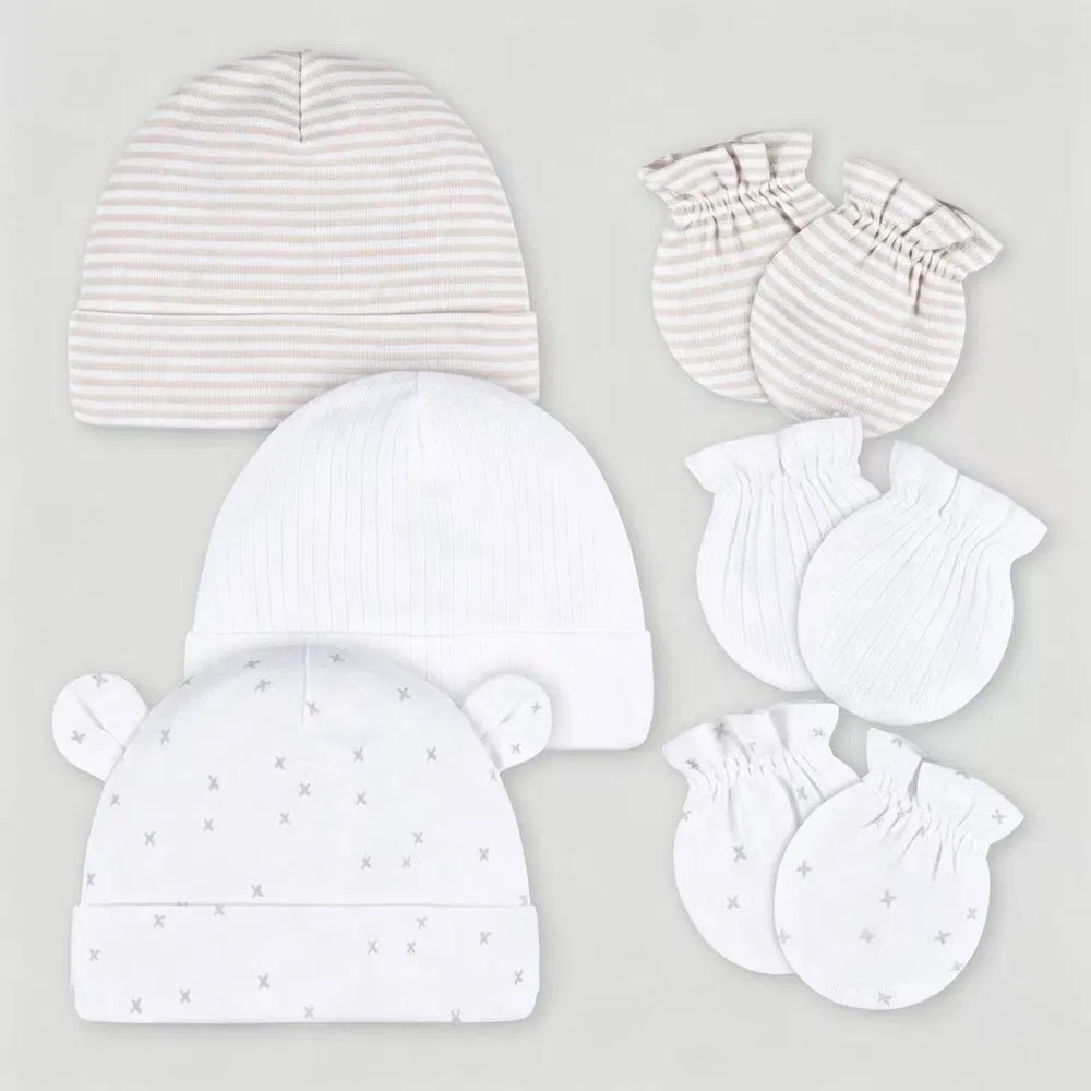 Baby 3pk Hats & Mittens - White 6