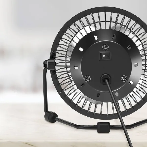 4" USB Powered Adjustable Head Personal Desk Fan Black 4