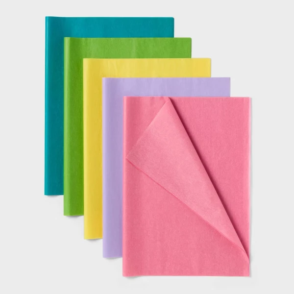 20ct Tissue Paper Colored: Multicolor Gift Packaging For Birthday & Easter, 20 Sheets, 16.5" X 24"