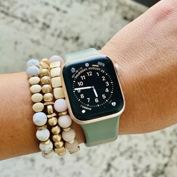 Semi-Precious White Howlite & Sunstone Stretch Multi-Strand Bracelet Set 3pc... 4