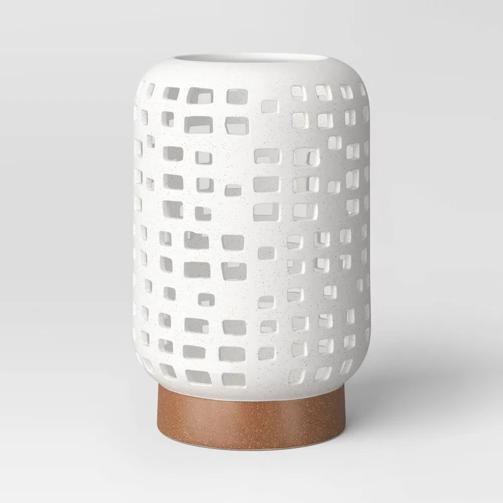 7.17″x6.26″ Pillar Ceramic Lantern Candle Holder White