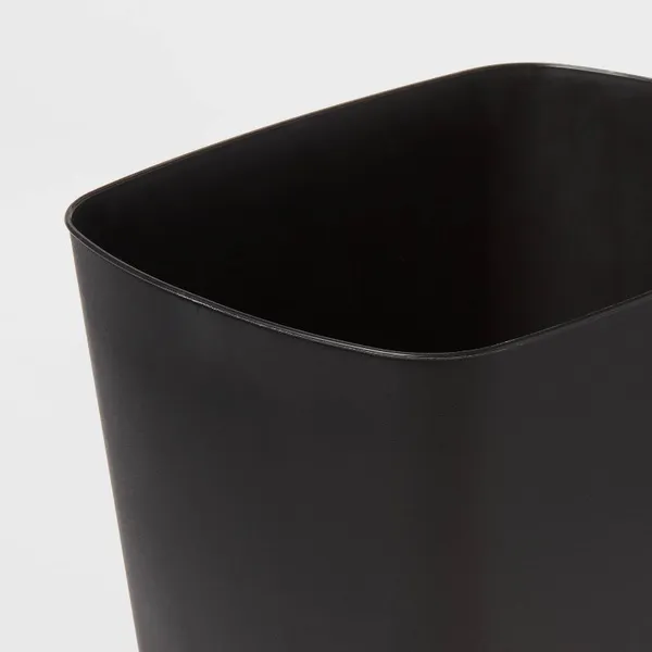 3gal Open Vanity Waste Basket Black: Compact Matte Plastic Indoor Trash Can... 3