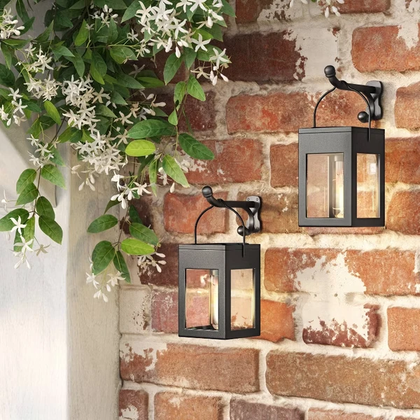 2pk Solar LED Outdoor Deck Lights Matte Black 2