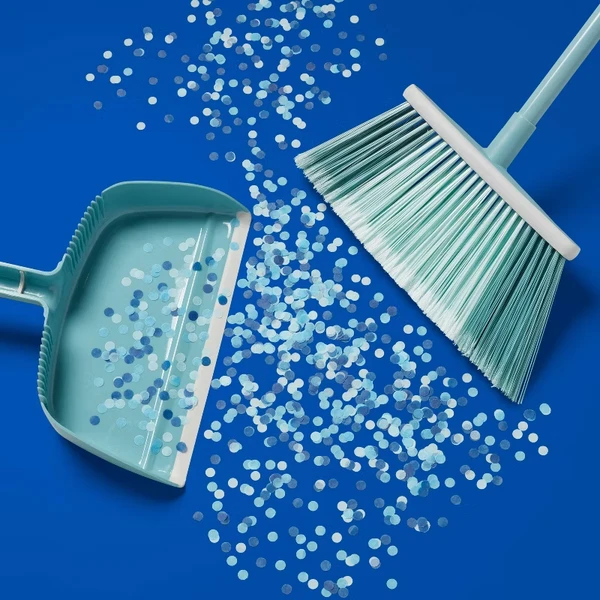 Angle Floor Broom With Clip-on Dust Pan Set: Steel Handle, Soft Grip, Hanging... 2