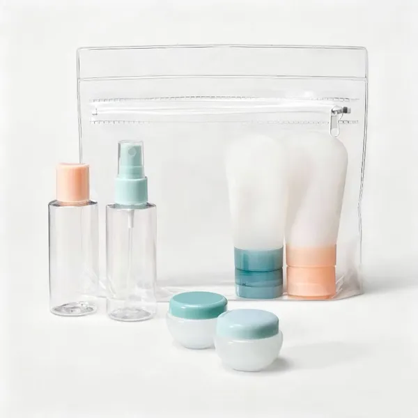 Travel Toiletry Bag Set 7 Pieces – Silicone And EVA, Lightweight Luggage...