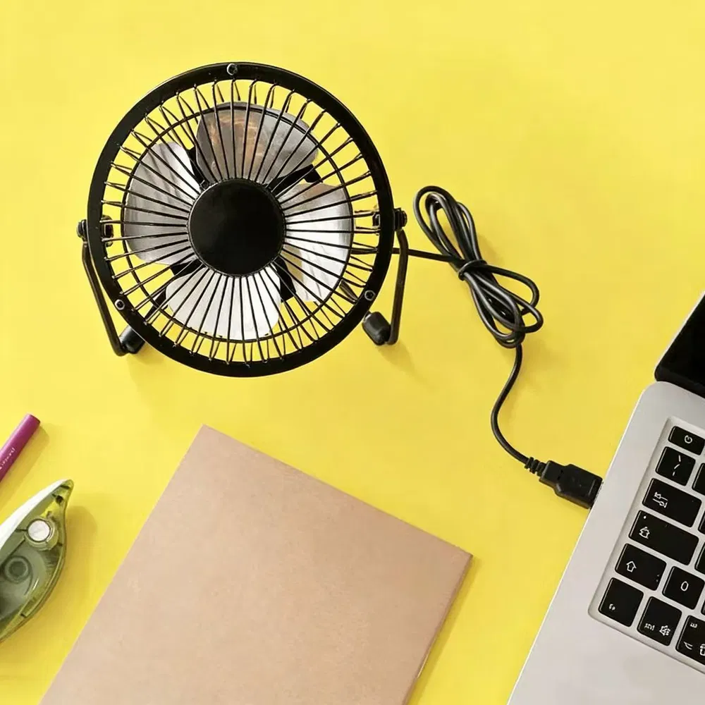 4" USB Powered Adjustable Head Personal Desk Fan Black 6