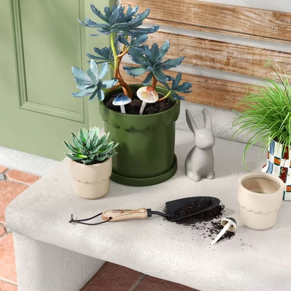 Ceramic Modern Outdoor Planter – Cream, 4"x3.875" For Plants & Succulents 3