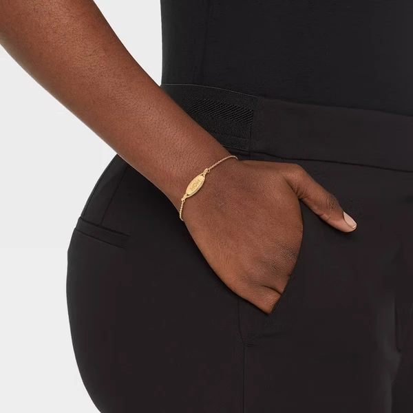 14k Gold Dipped "Mom" Oval Adjustable Bracelet - Gold 4