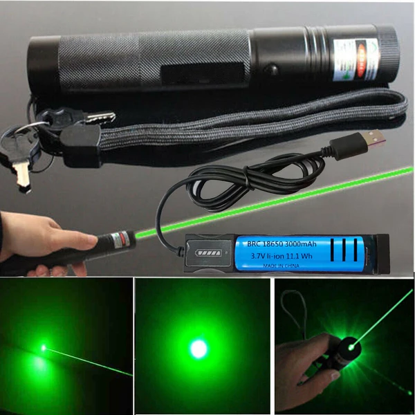 1MW Starker Grüner Laserpointer Outdoor-Lazer-Taschenlampe USB Wiederaufladbar