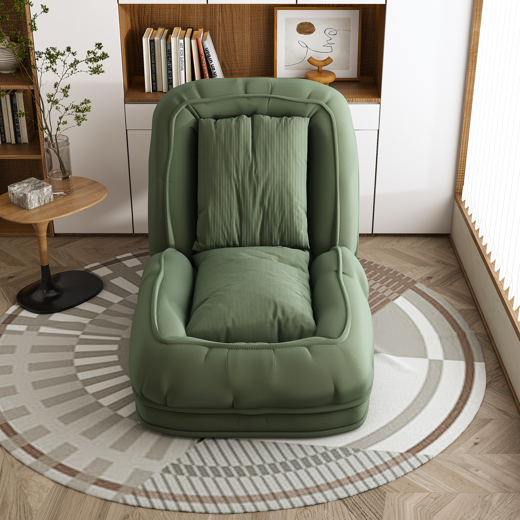 Upholstered  Human Dog Bed For Adults And Pets, Foldable Lazy Sofa Bed With 5 Adjustable Position, Includes 2 Soft Pillows For Bedroom, Living Room, Reading Corner Green