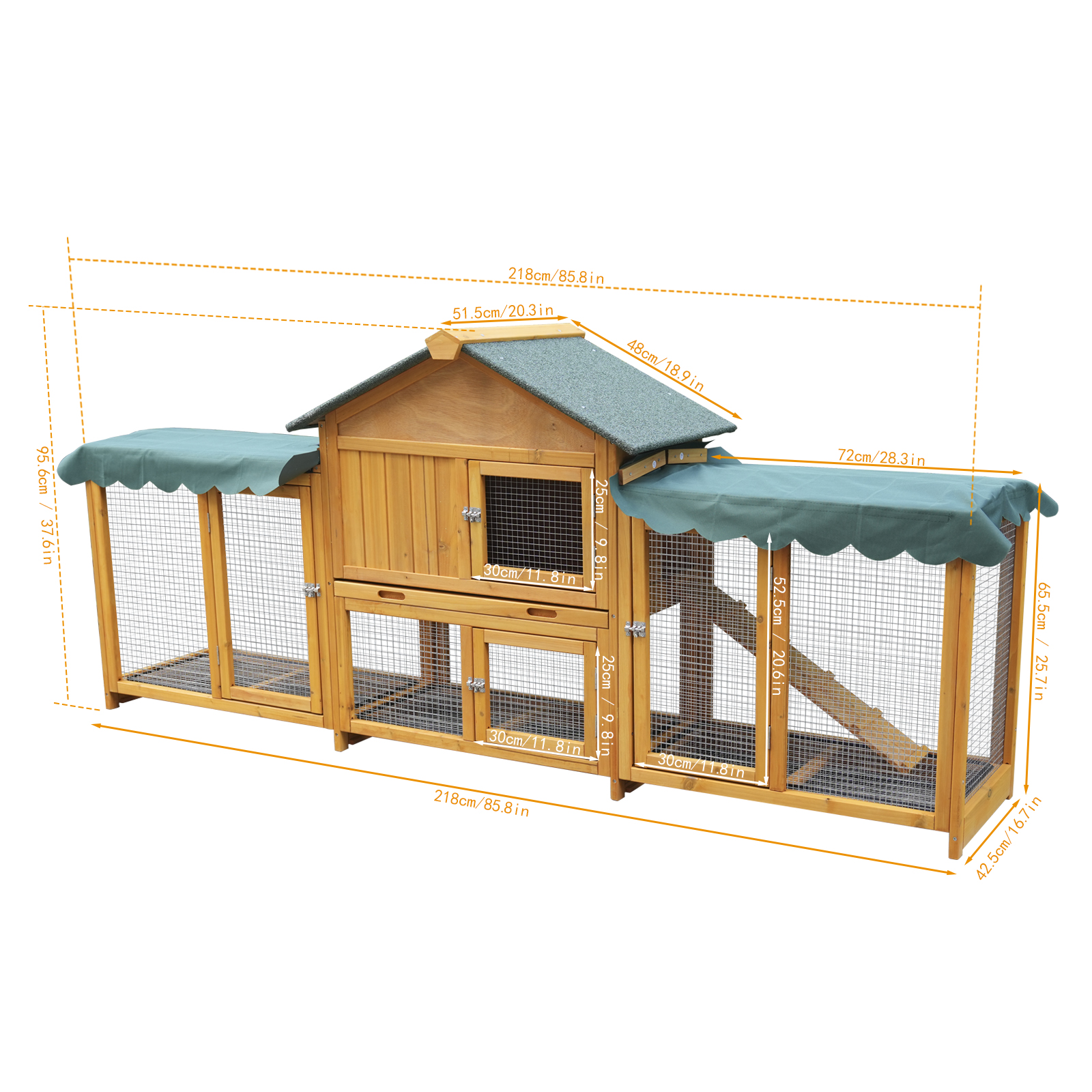 82inches Extra Large Wood Rabbit Hutch Outdoor Easy To Assemble And Stable Bunny Cage Indoor With Cleaning Tray & Waterproof Roof For Small And Medium Bun,Removable Waterproof And Sun Protection Cover detail photo 10