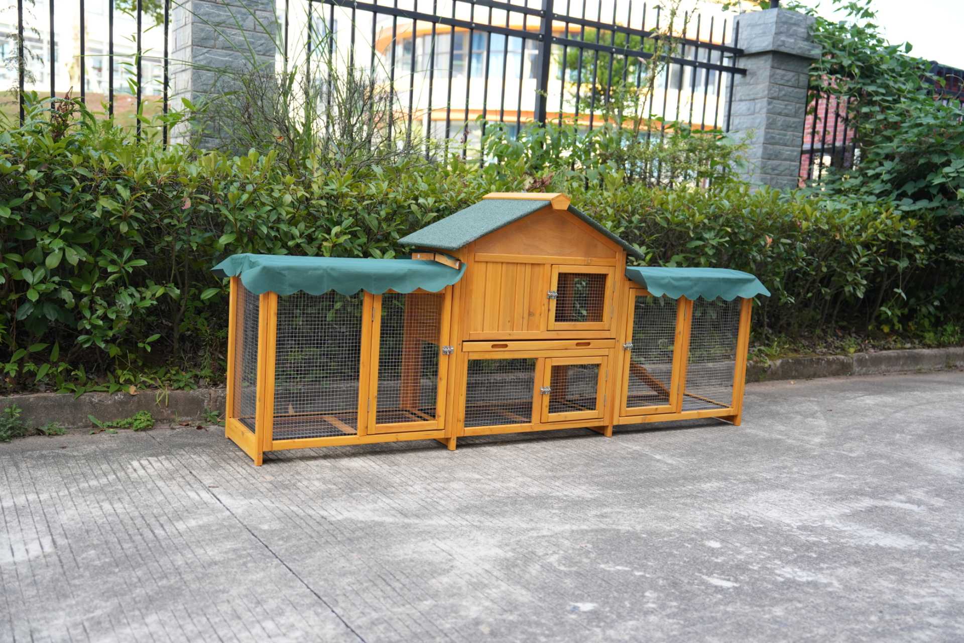 82inches Extra Large Wood Rabbit Hutch Outdoor Easy To Assemble And Stable Bunny Cage Indoor With Cleaning Tray & Waterproof Roof For Small And Medium Bun,Removable Waterproof And Sun Protection Cover detail photo 4