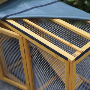 82inches Extra Large Wood Rabbit Hutch Outdoor Easy To Assemble And Stable Bunny Cage Indoor With Cleaning Tray & Waterproof Roof For Small And Medium Bun,Removable Waterproof And Sun Protection Cover detail photo 9