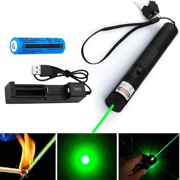 1MW Starker Grüner Laserpointer Outdoor-Lazer-Taschenlampe USB Wiederaufladbar