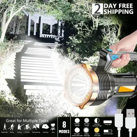 Ultra-Bright LED Camping Spotlight – Rechargeable Handheld Searchlight