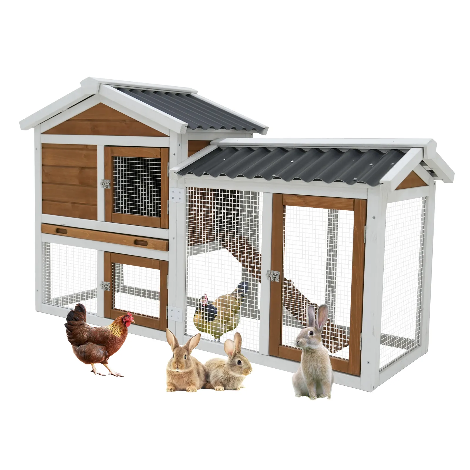 58 Wooden Outdoor Indoor Roof Waterproof Bunny Hutch Rabbit Cage