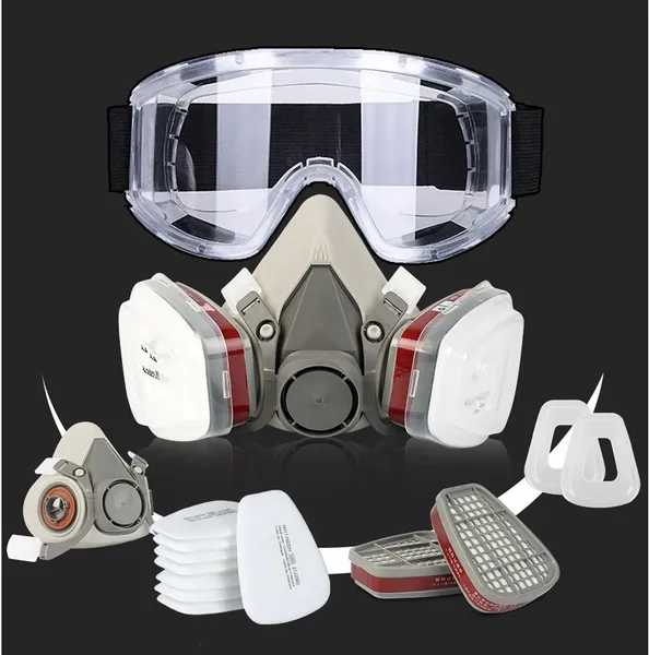 Gesicht Maske Atemschutz Mit Brillen Für Industrie Streichen Spritzen Schweißen