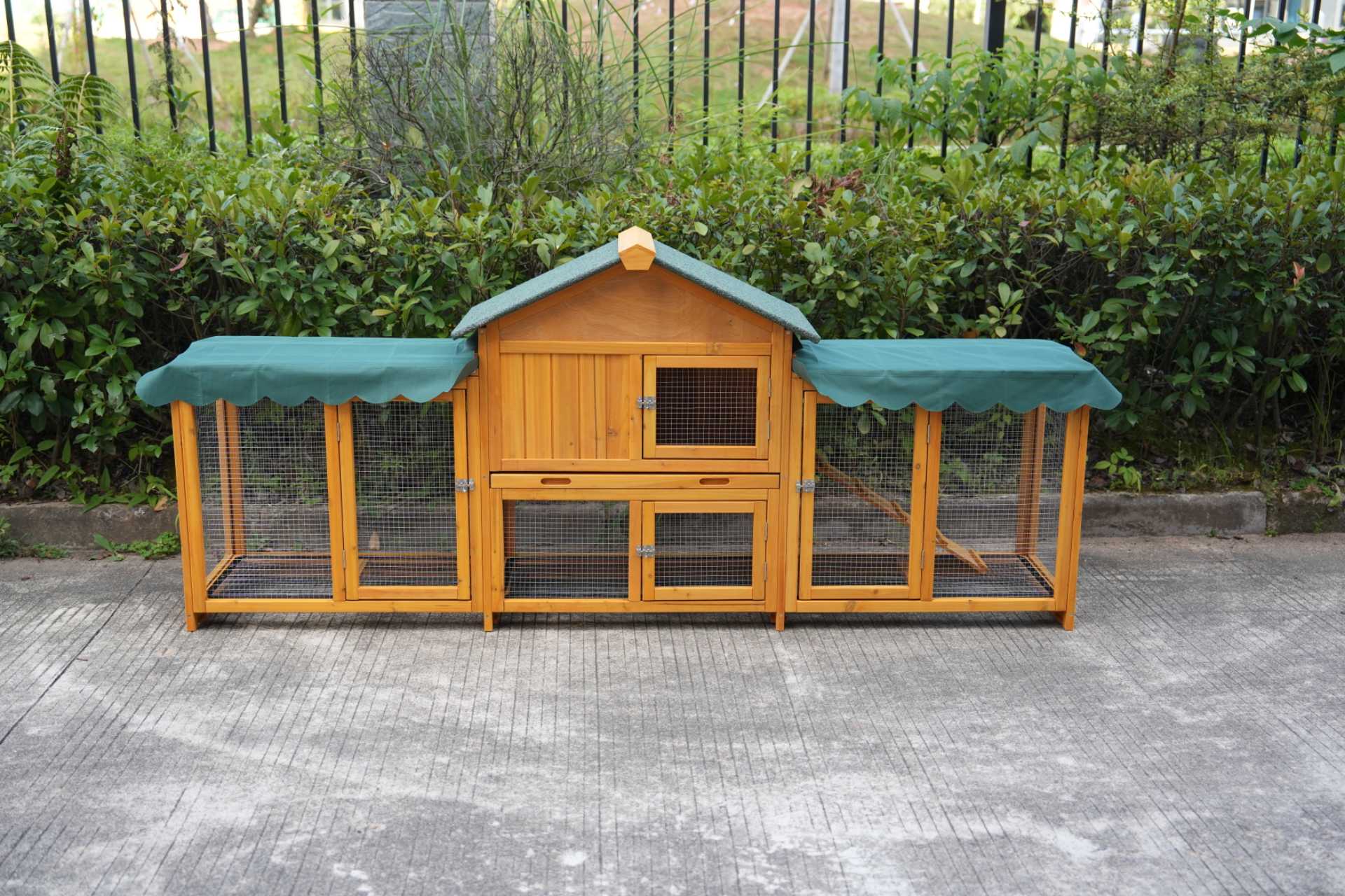82inches Extra Large Wood Rabbit Hutch Outdoor Easy To Assemble And Stable Bunny Cage Indoor With Cleaning Tray & Waterproof Roof For Small And Medium Bun,Removable Waterproof And Sun Protection Cover detail photo 1