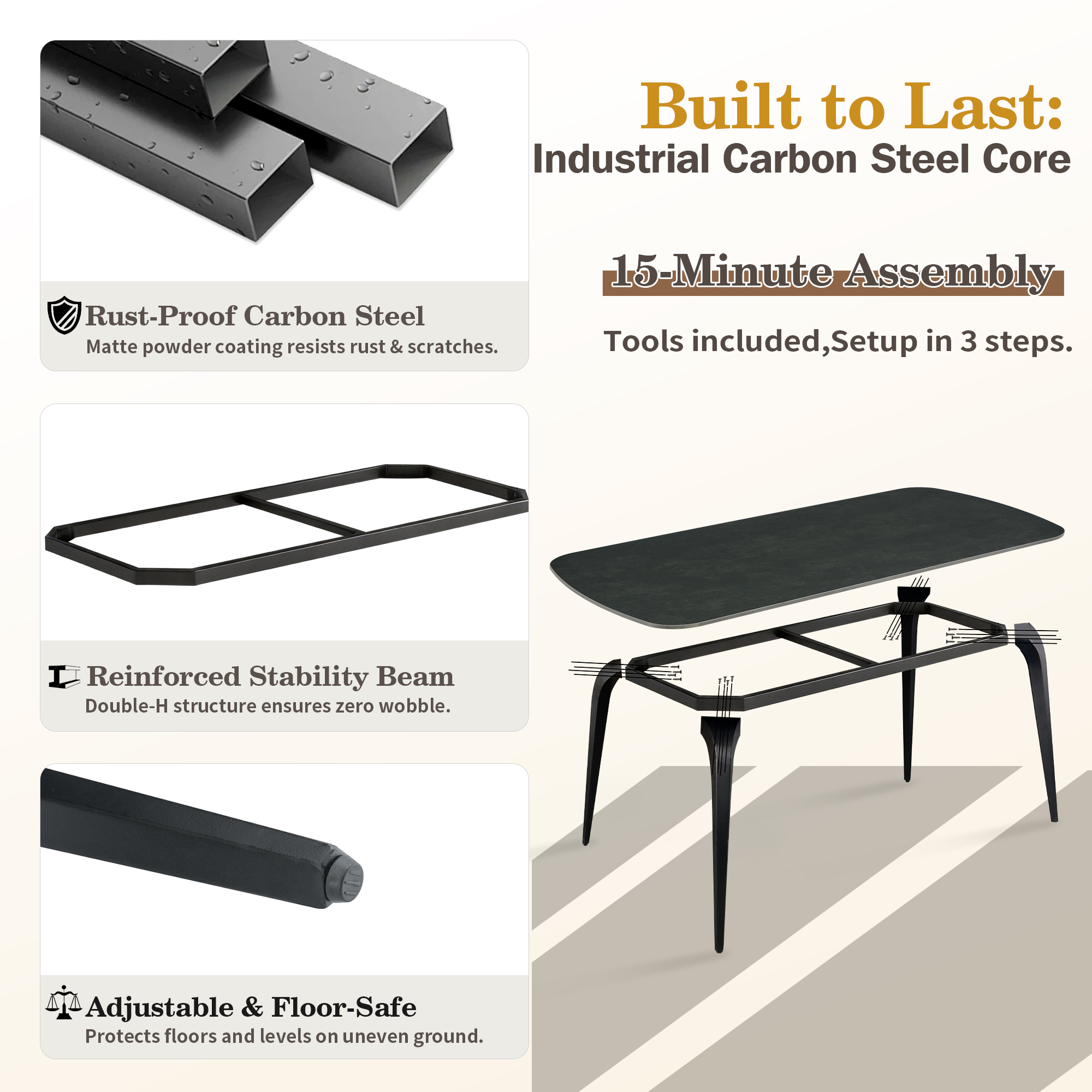 Rectangular Sintered Stone Dining Table, picture 2 of 4