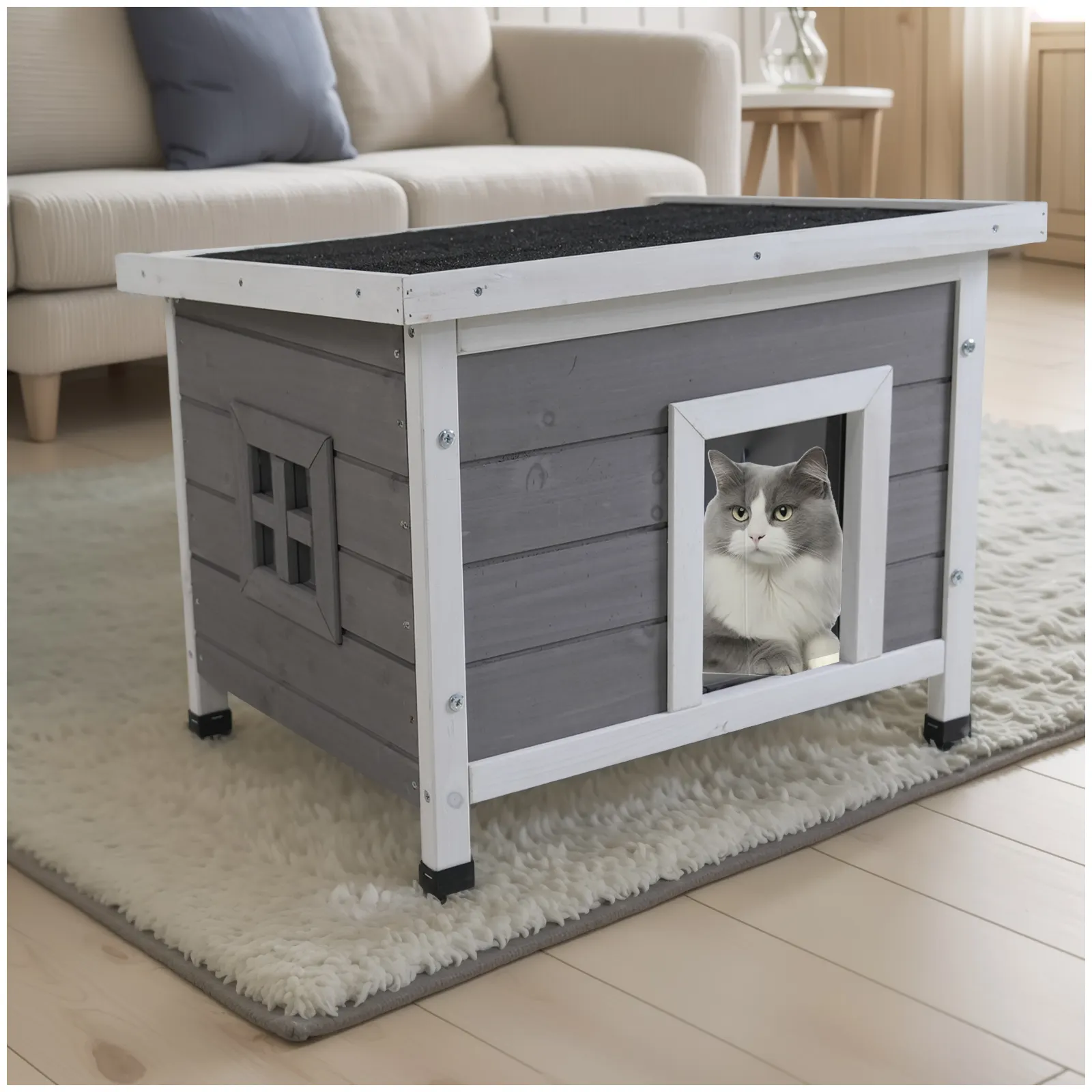Cat House Waterproof Feral Kitty Shelter Outdoor Indoor Rabbit