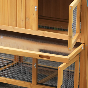 82inches Extra Large Wood Rabbit Hutch Outdoor Easy To Assemble And Stable Bunny Cage Indoor With Cleaning Tray & Waterproof Roof For Small And Medium Bun,Removable Waterproof And Sun Protection Cover detail photo 7