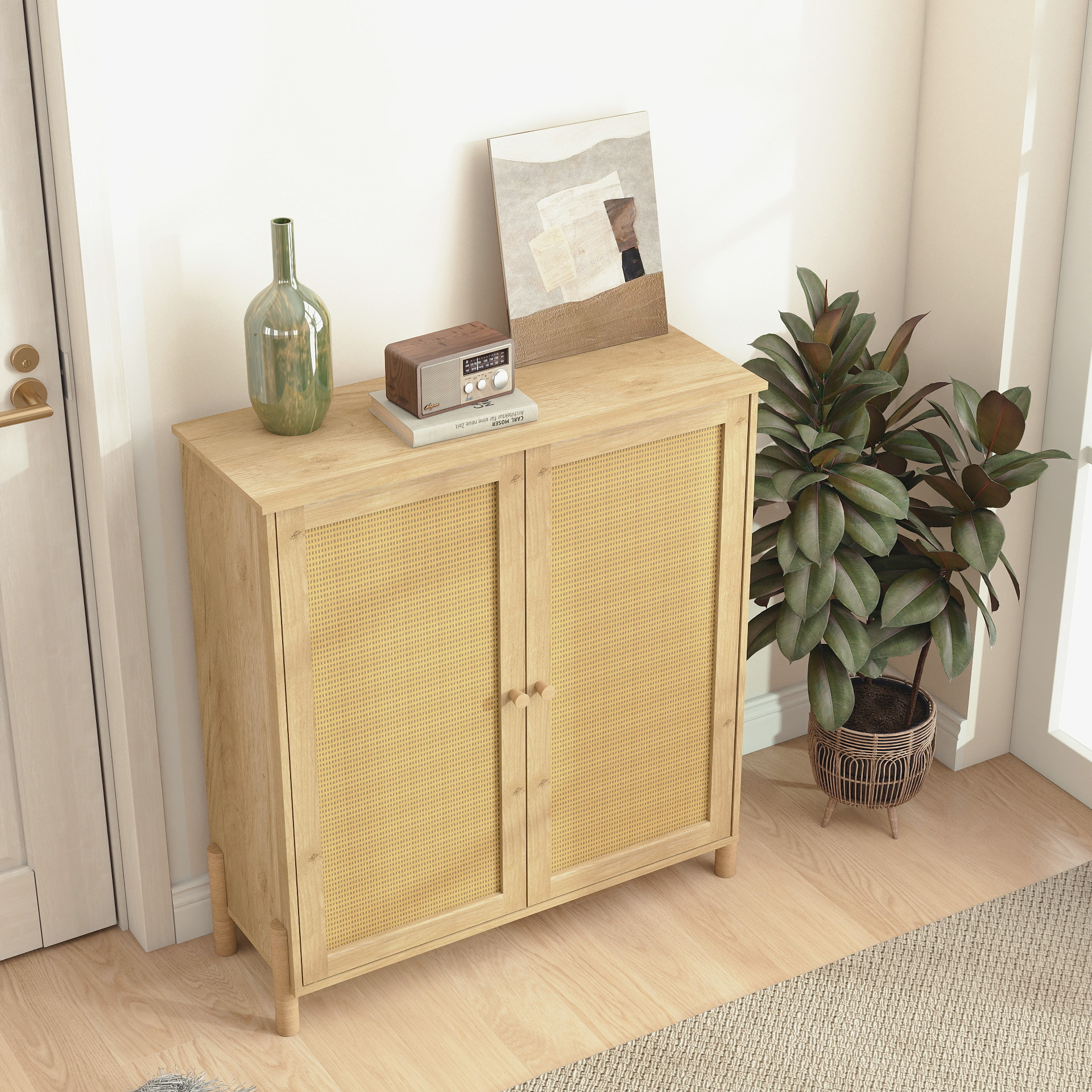 Rattan Door Storage Cabinet, picture 4 of 5