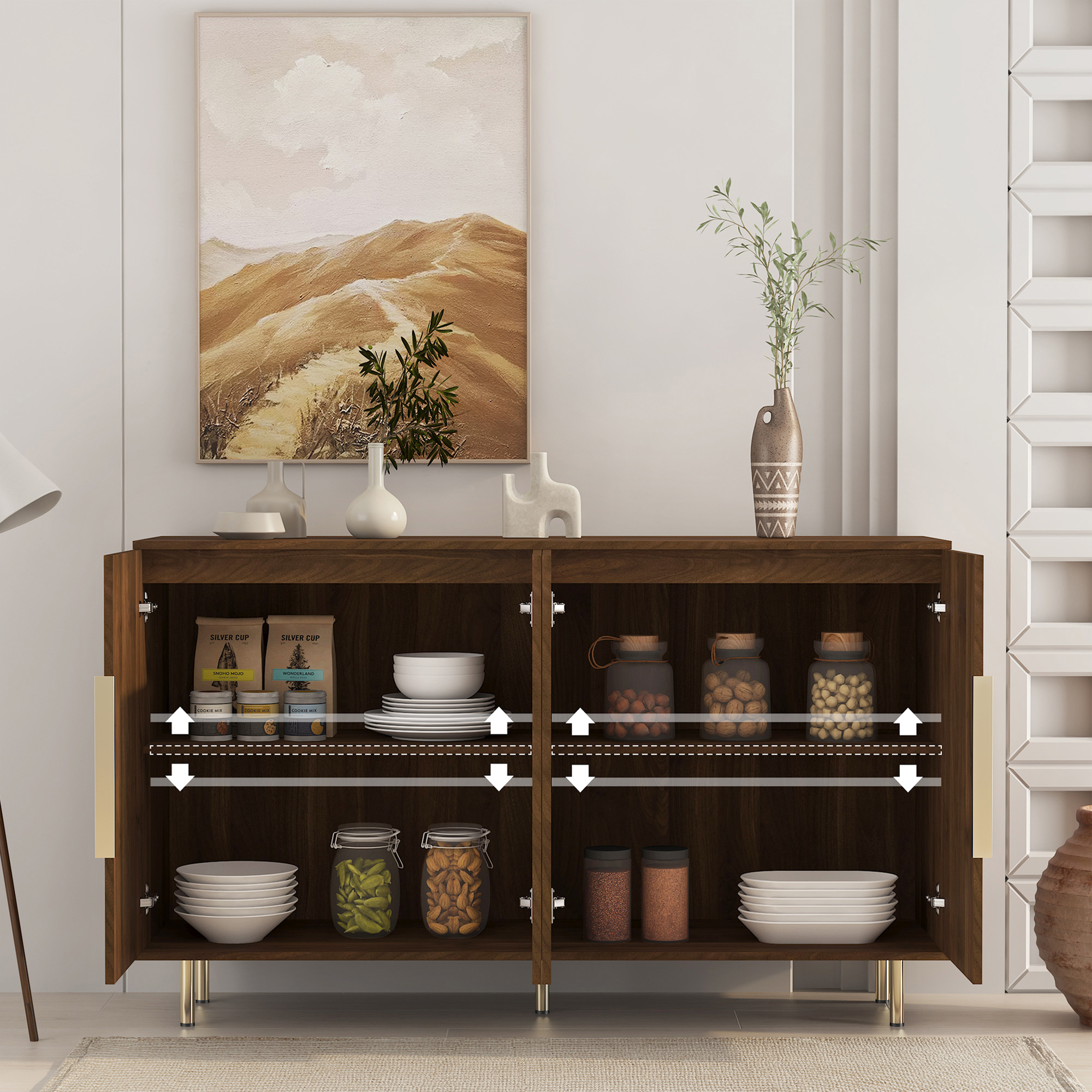Wood Buffet Cabinet with Storage
