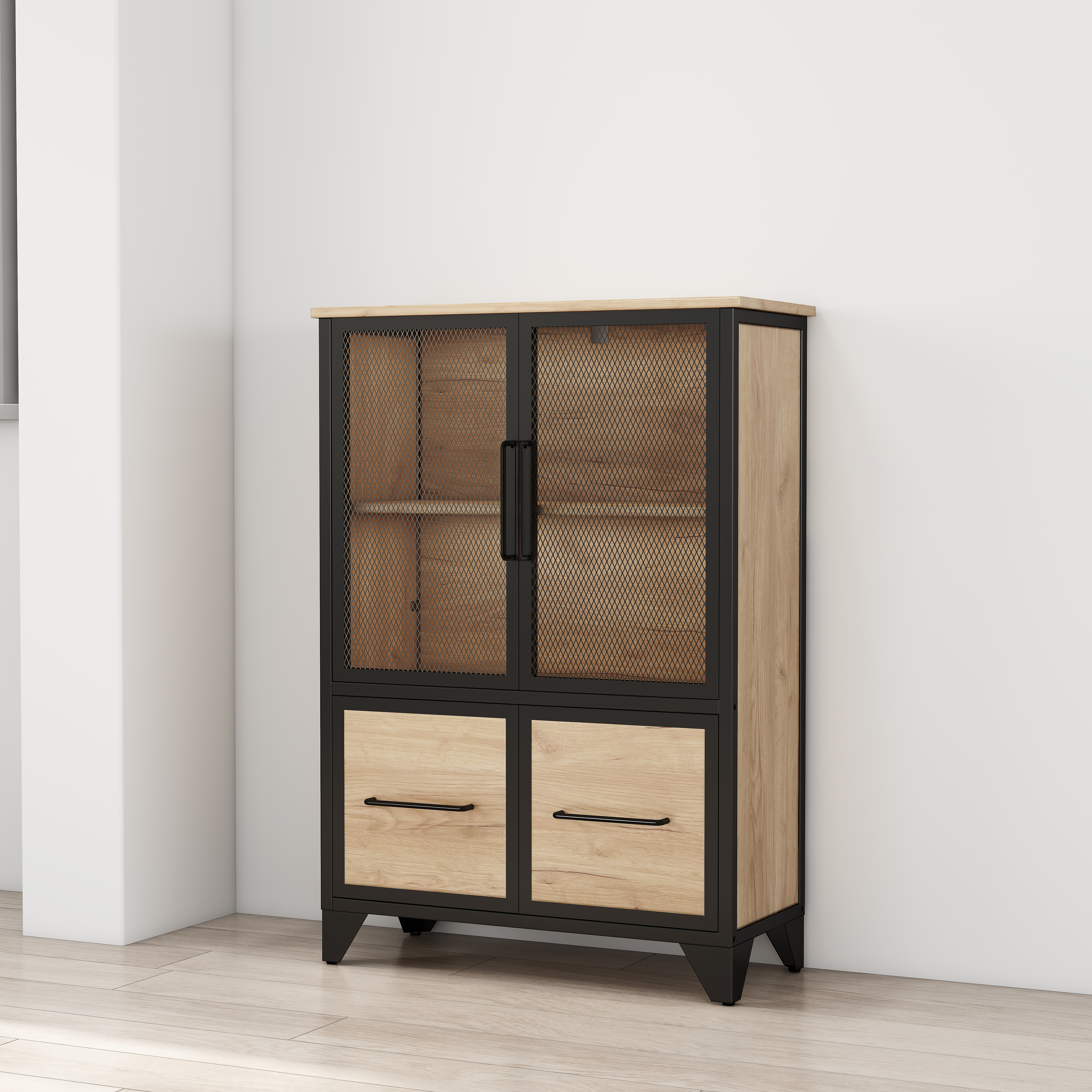 Storage Cabinet with 4 Iron Doors