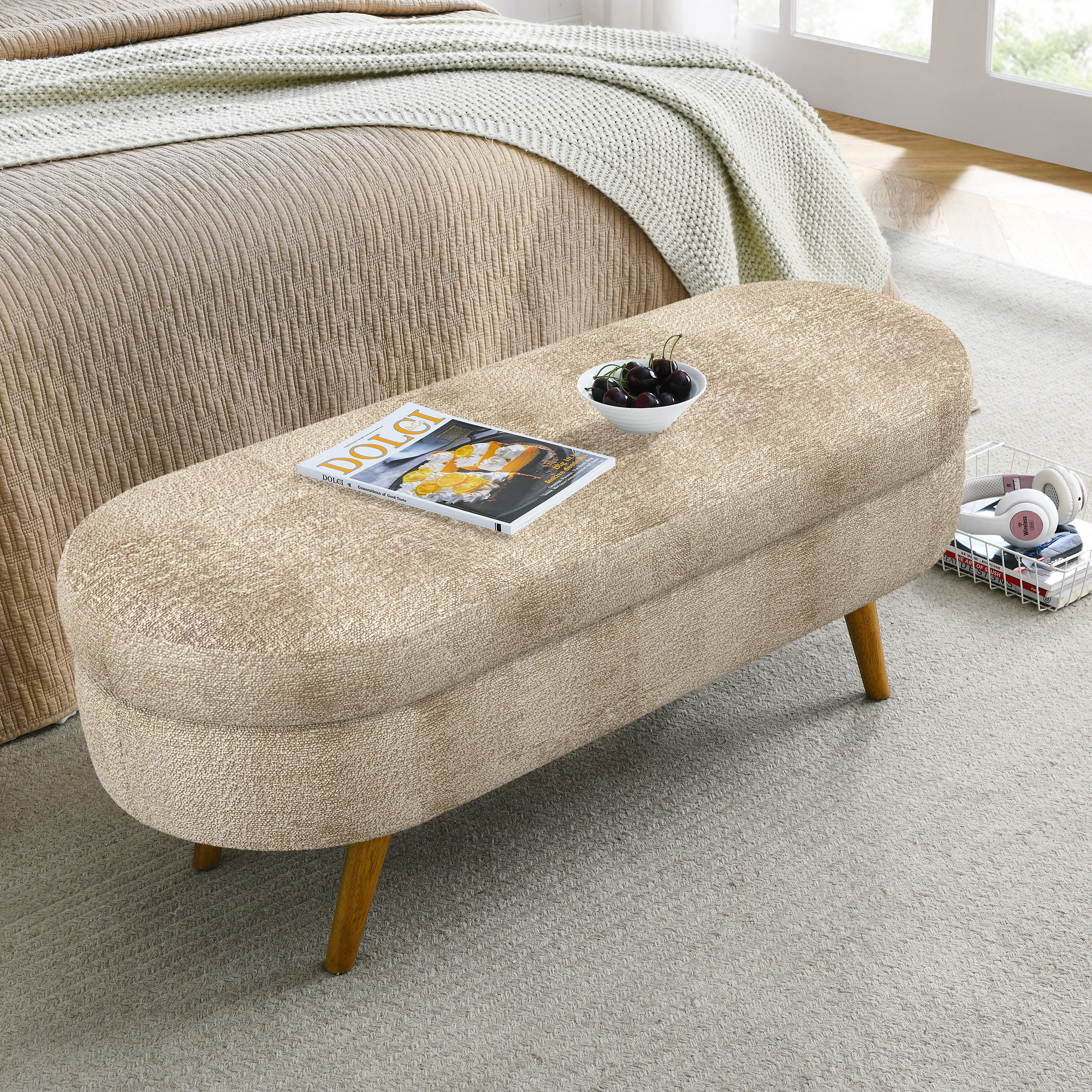 Oval Storage Ottoman Bench, picture 2 of 4