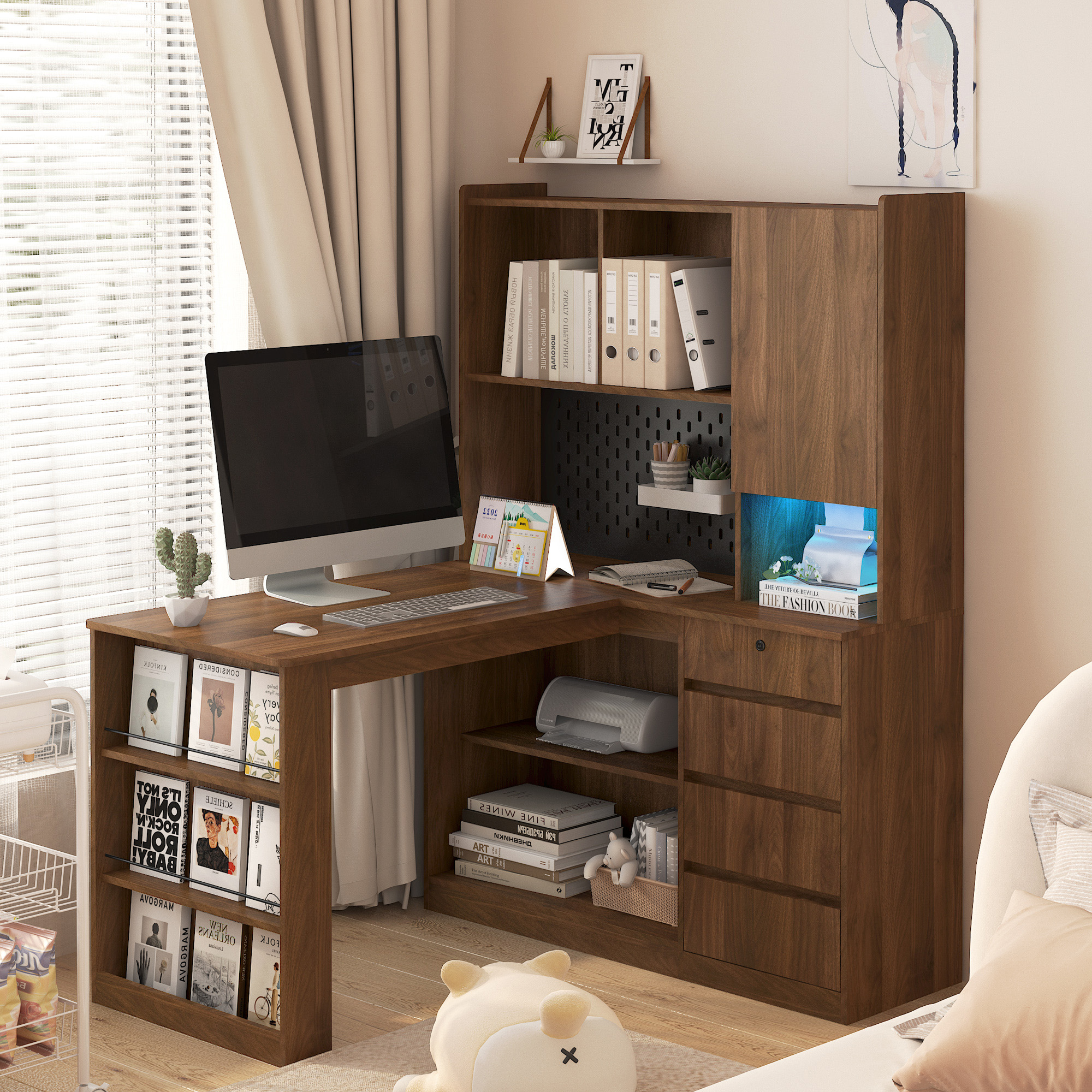 L-Shaped Desk with Drawers, picture 2 of 4