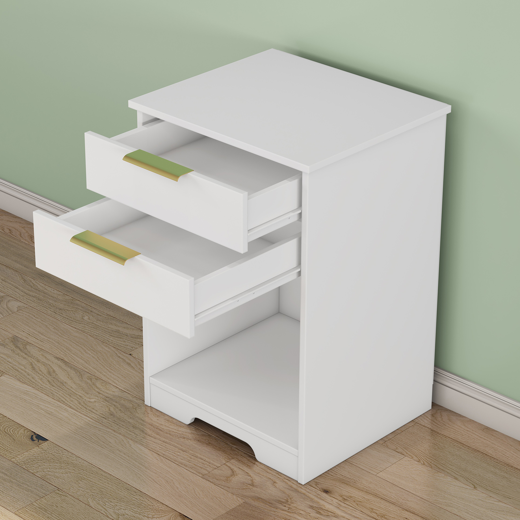 White Nightstand with 2 Drawers, picture 2 of 4