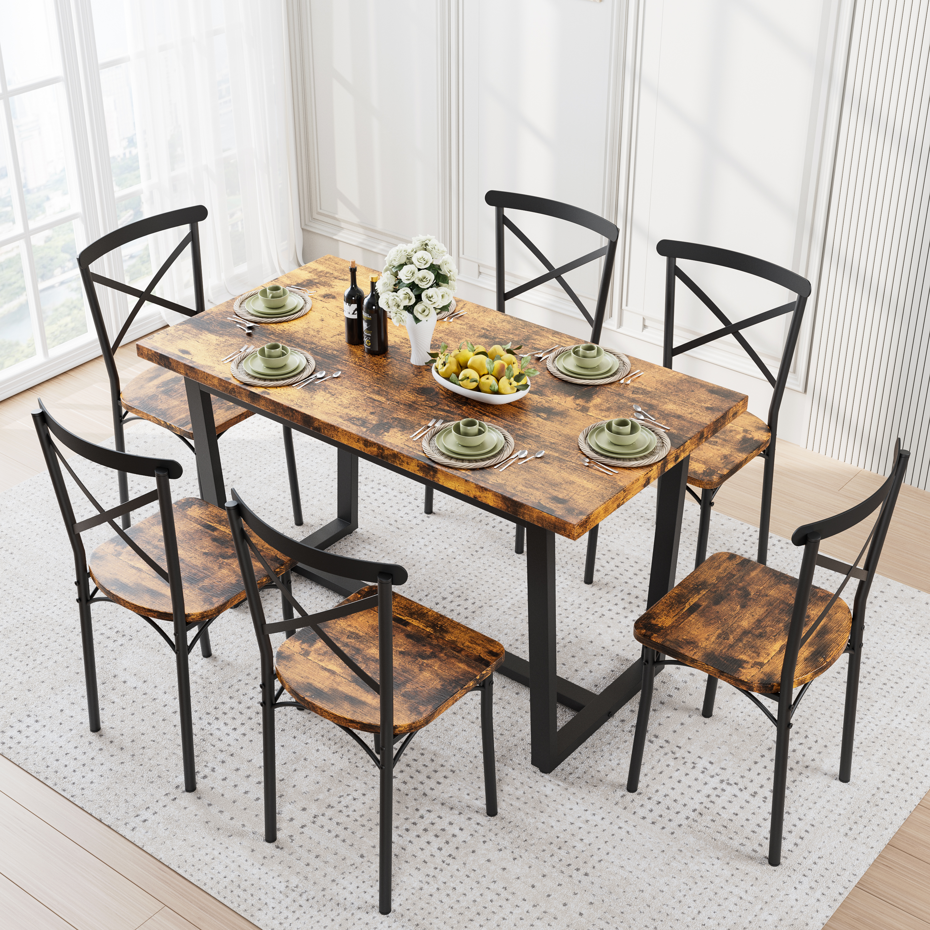 7 Piece Dining Table Set, picture 3 of 5