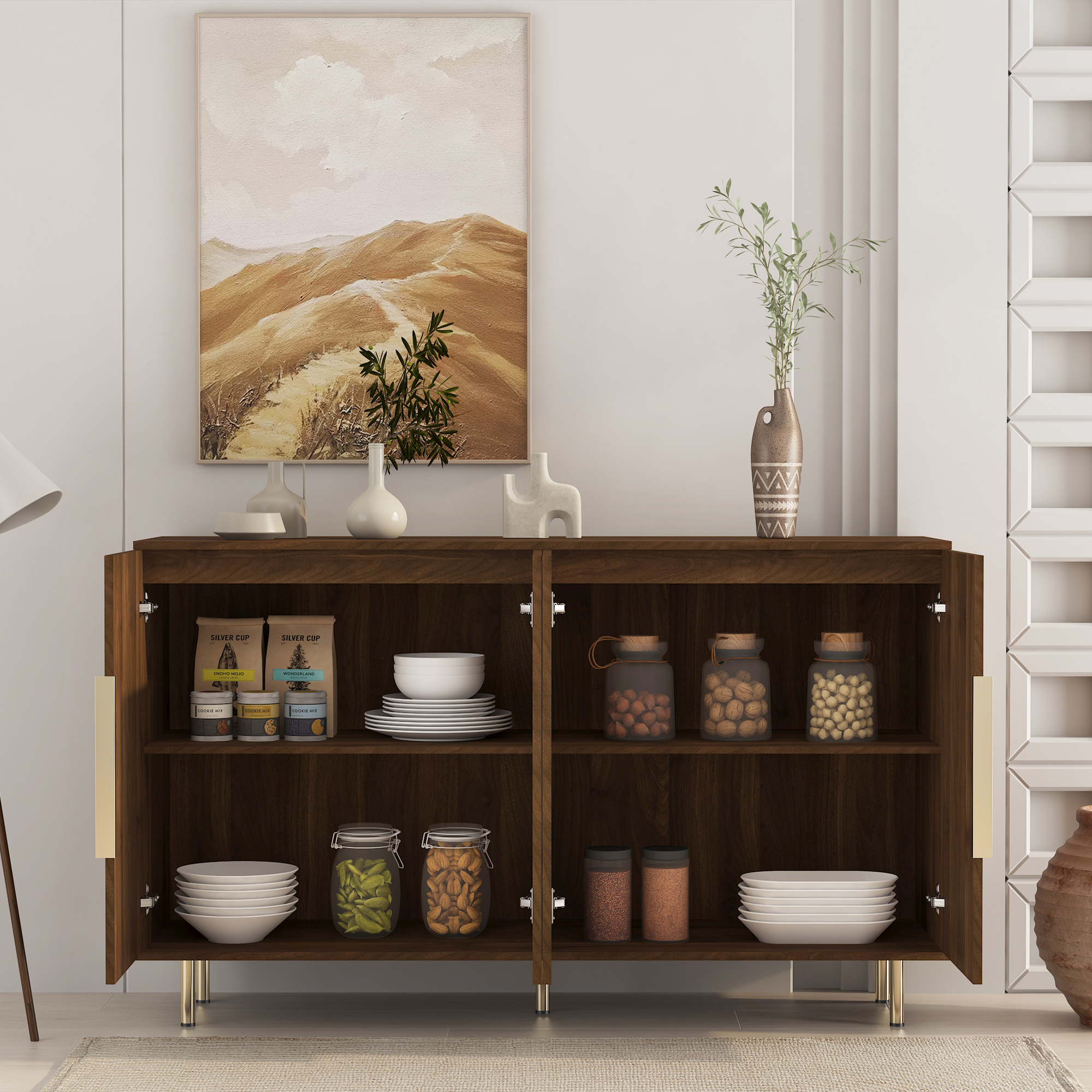 Wood Buffet Cabinet with Storage, picture 2 of 5