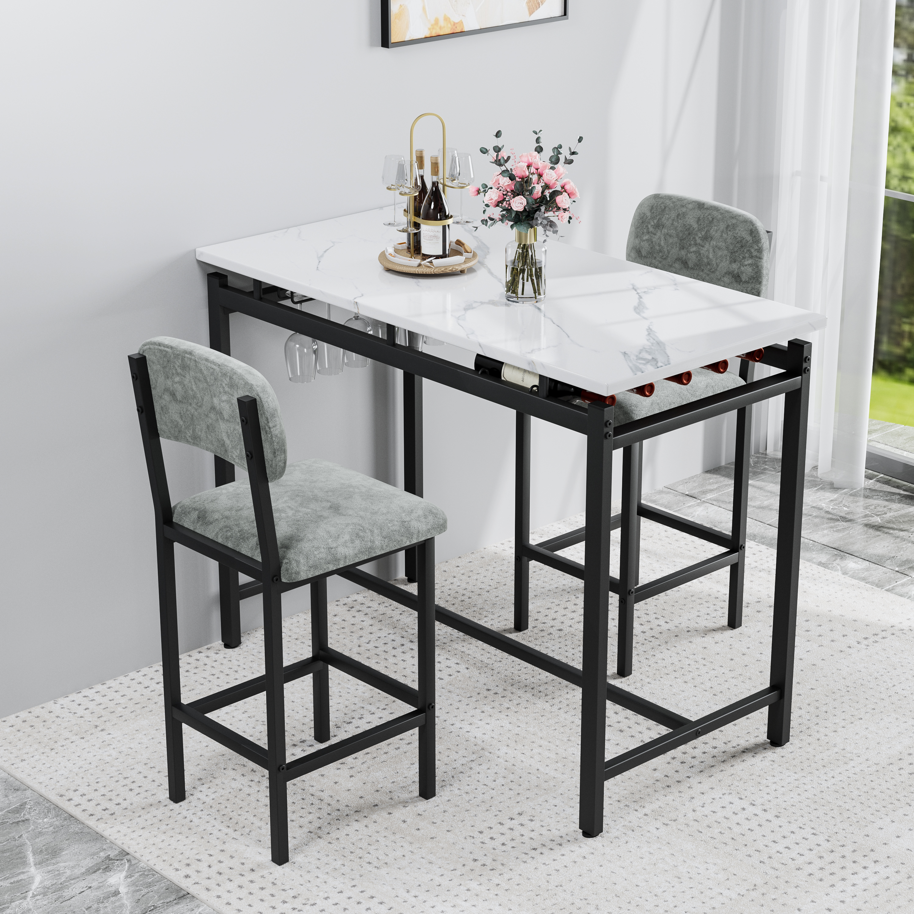 Dining Table Set with 2 Chairs, picture 3 of 4