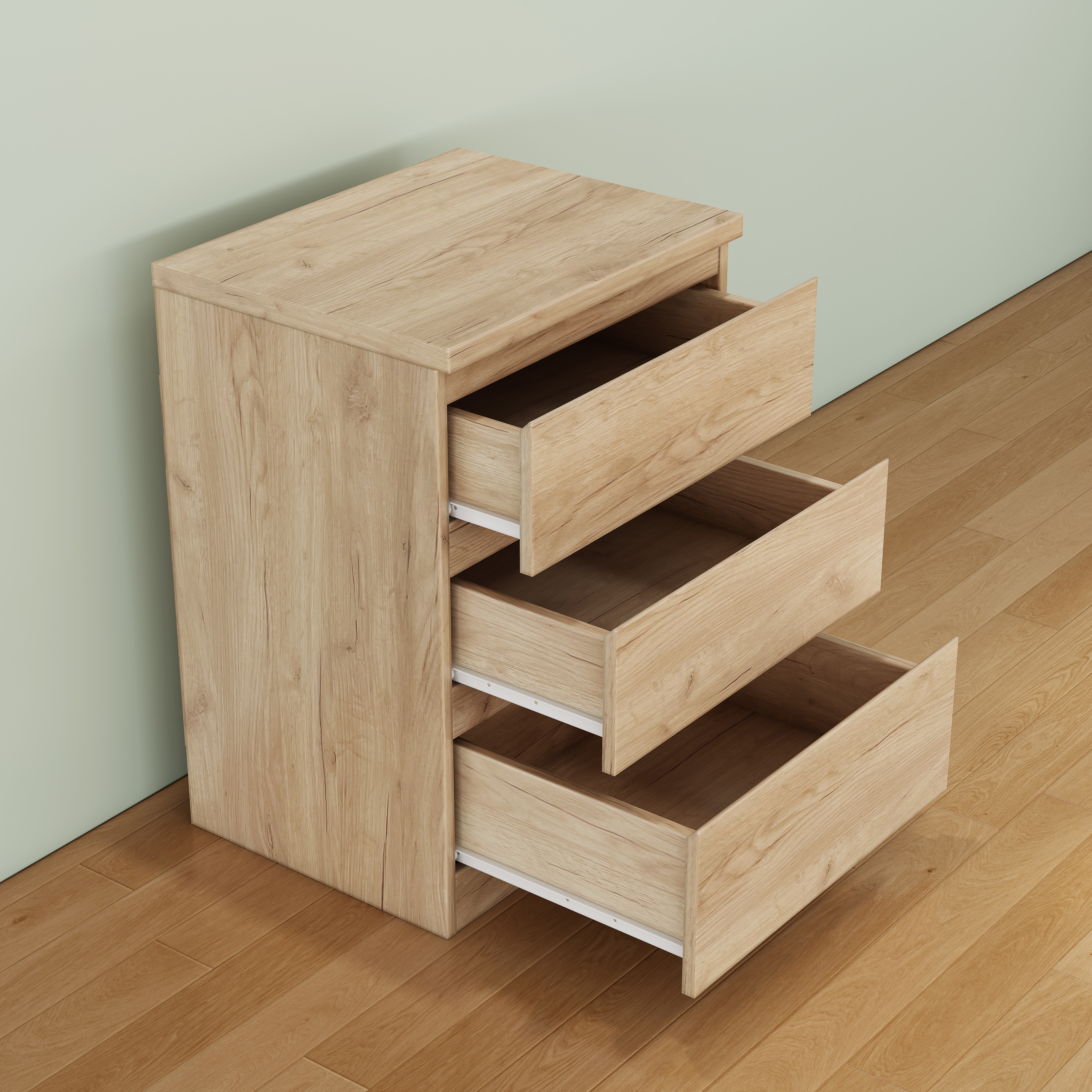 19.7-Inch Natural Nightstand With 3 Drawers, Beside Table With Drawers Handle Free Design,Thickened Top Plate,Small Side Table Storage Cabinet 3 Drawer Night Stand For Bedroom,Living Room_voghion.com