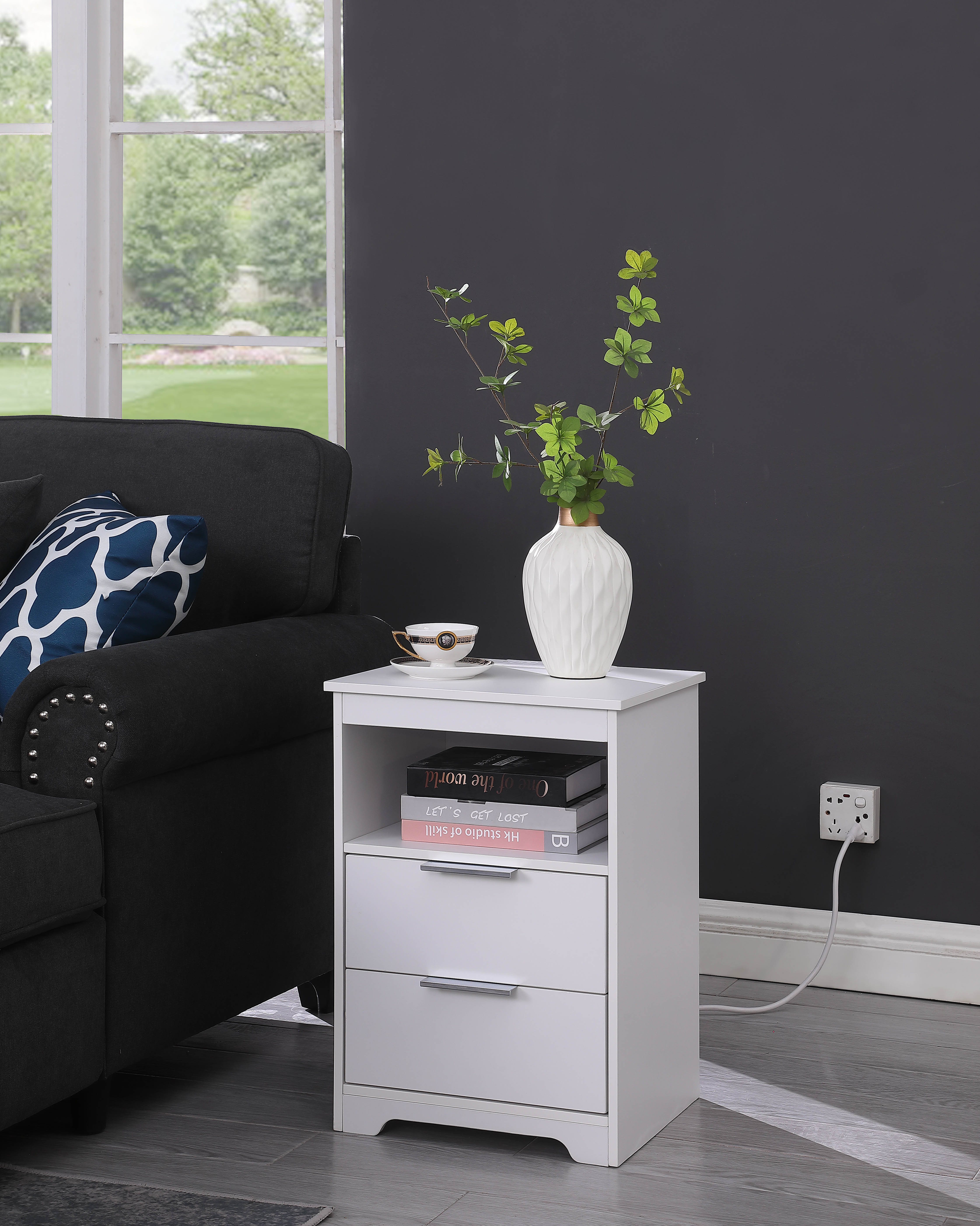 Wooden Nightstand with Charging Station, picture 2 of 4