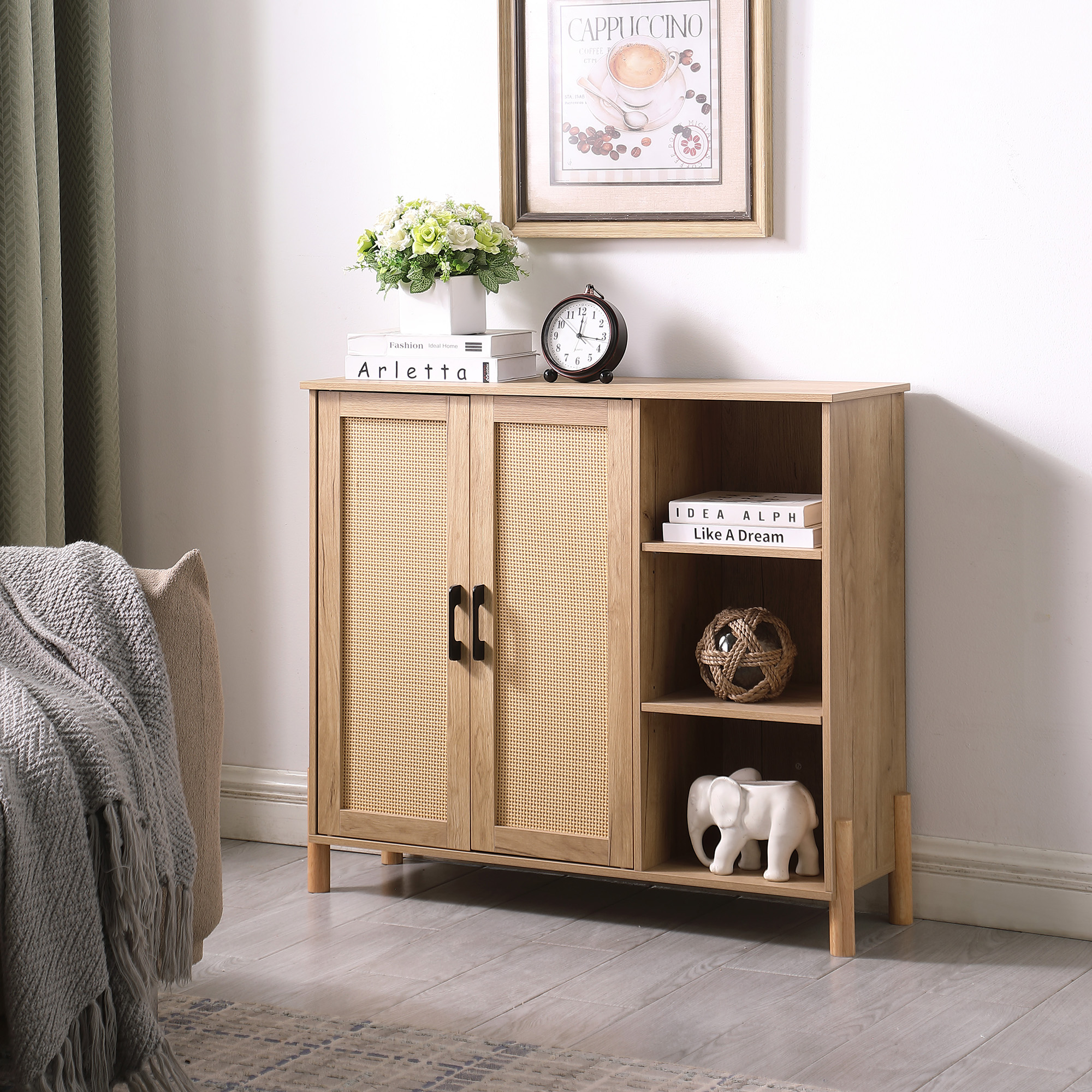 Rattan Storage Cabinet with Open Shelves, picture 4 of 4