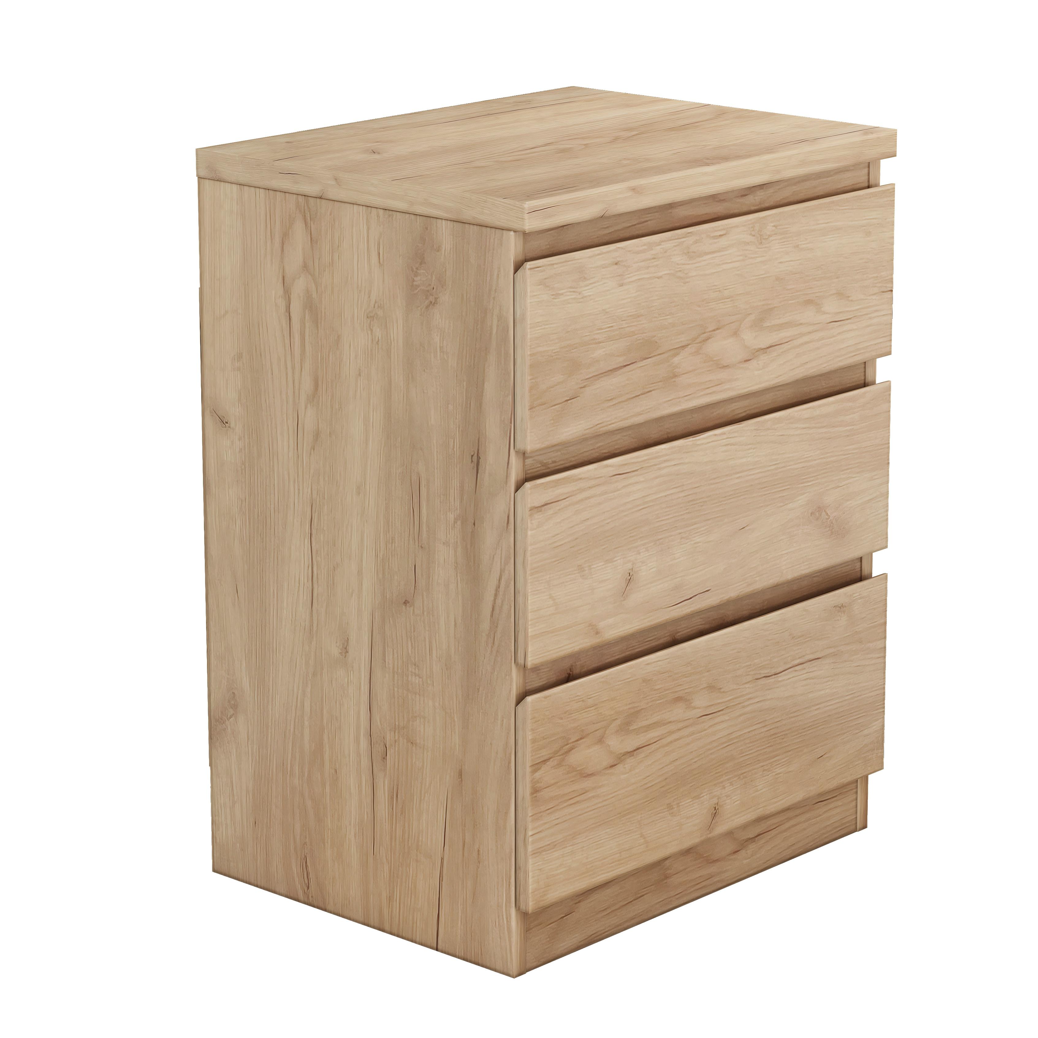 19.7-Inch Natural Nightstand With 3 Drawers, Beside Table With Drawers Handle Free Design,Thickened Top Plate,Small Side Table Storage Cabinet 3 Drawer Night Stand For Bedroom,Living Room_voghion.com