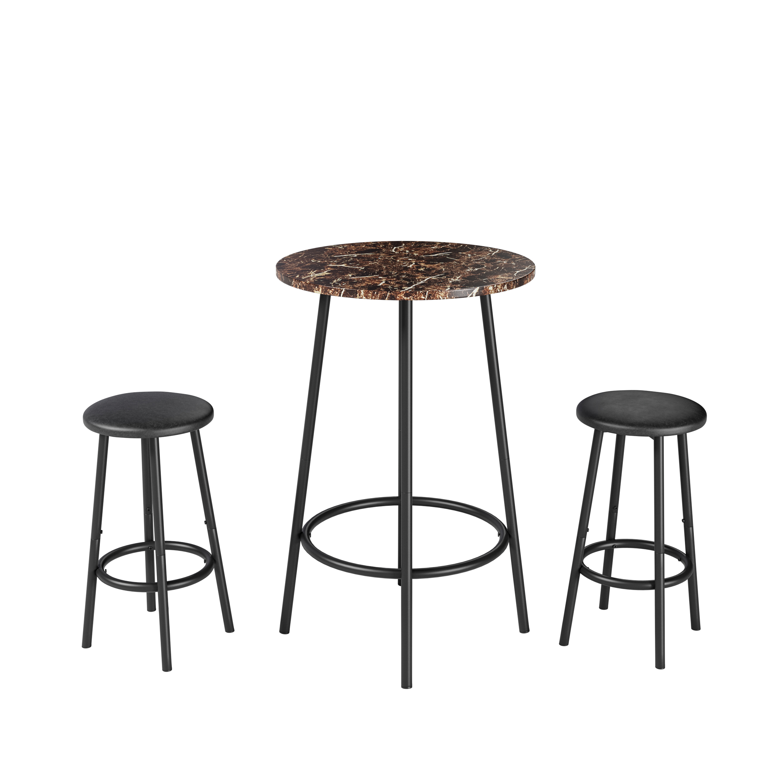 3-Piece Bar Table Set With 2 Bar Stools Modern Pub Table_voghion.com