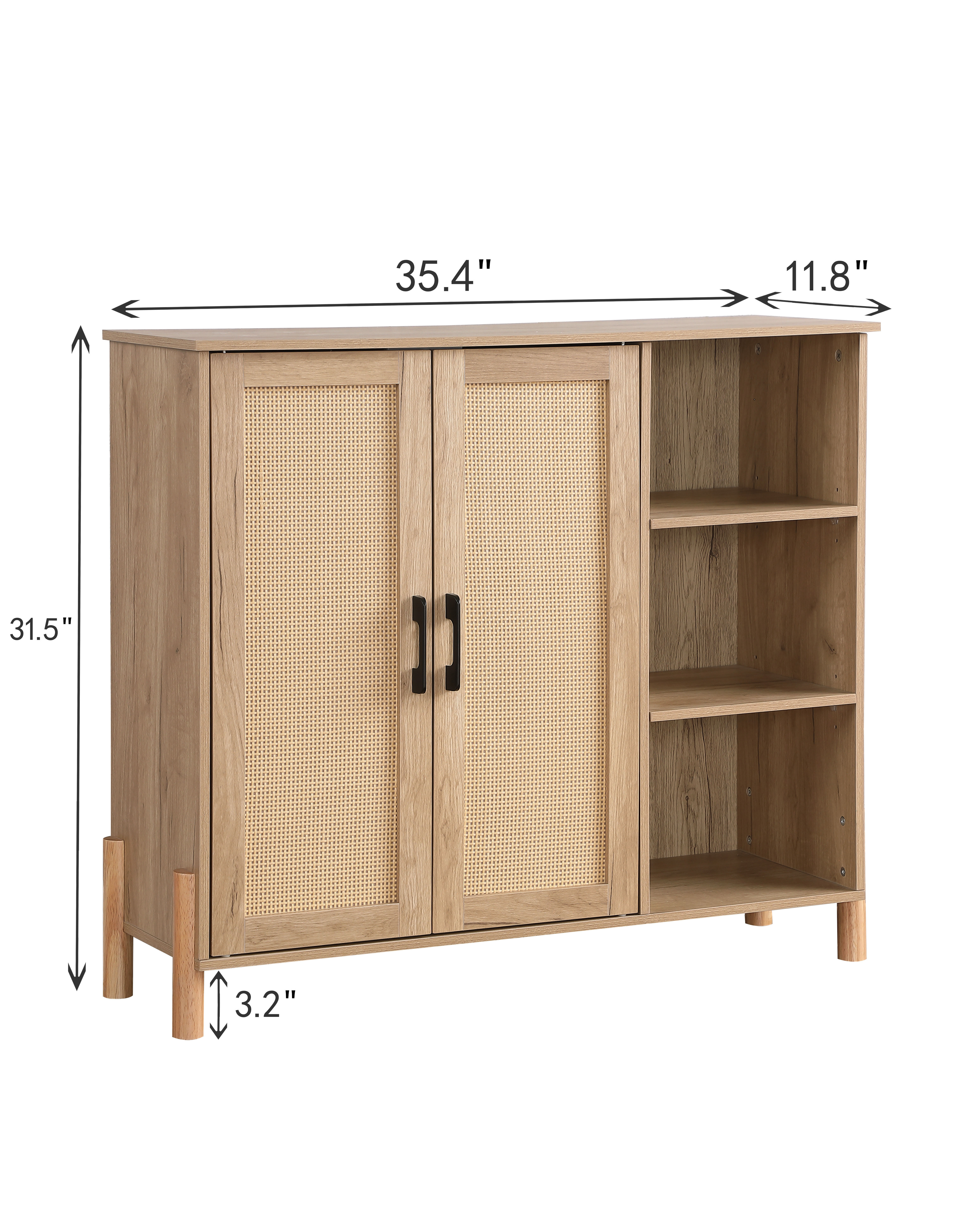 Rattan Storage Cabinet with Open Shelves, picture 3 of 4