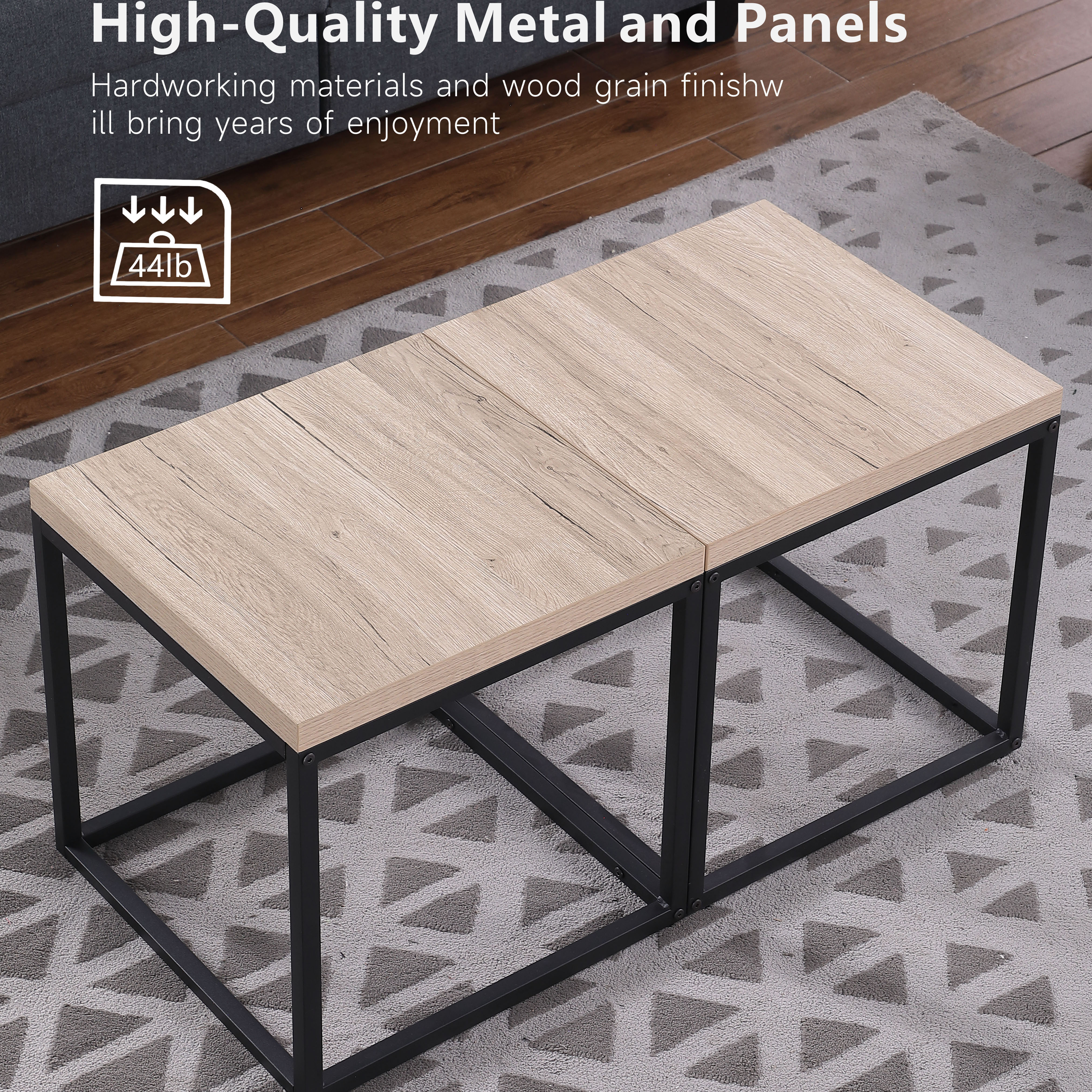Wood and Metal End Table Set, picture 4 of 4