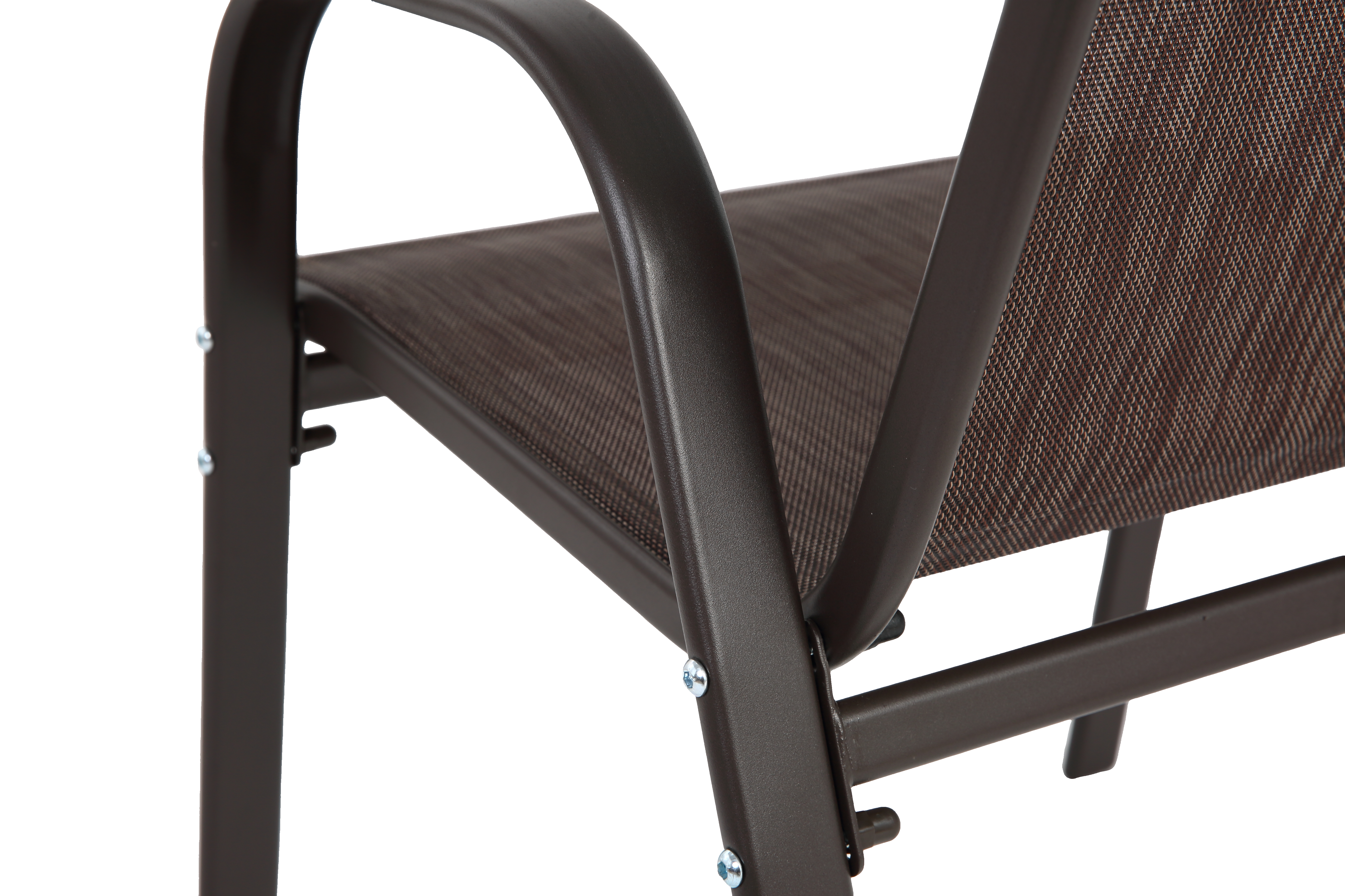 4 Piece Patio Chairs, Outdoor Camping Chairs With Breathable Textilene Fabric, Set Of 2 Garden Chairs With Armrest High Backrest For Garden Patio Pool Beach Yard Space Saving   Brown