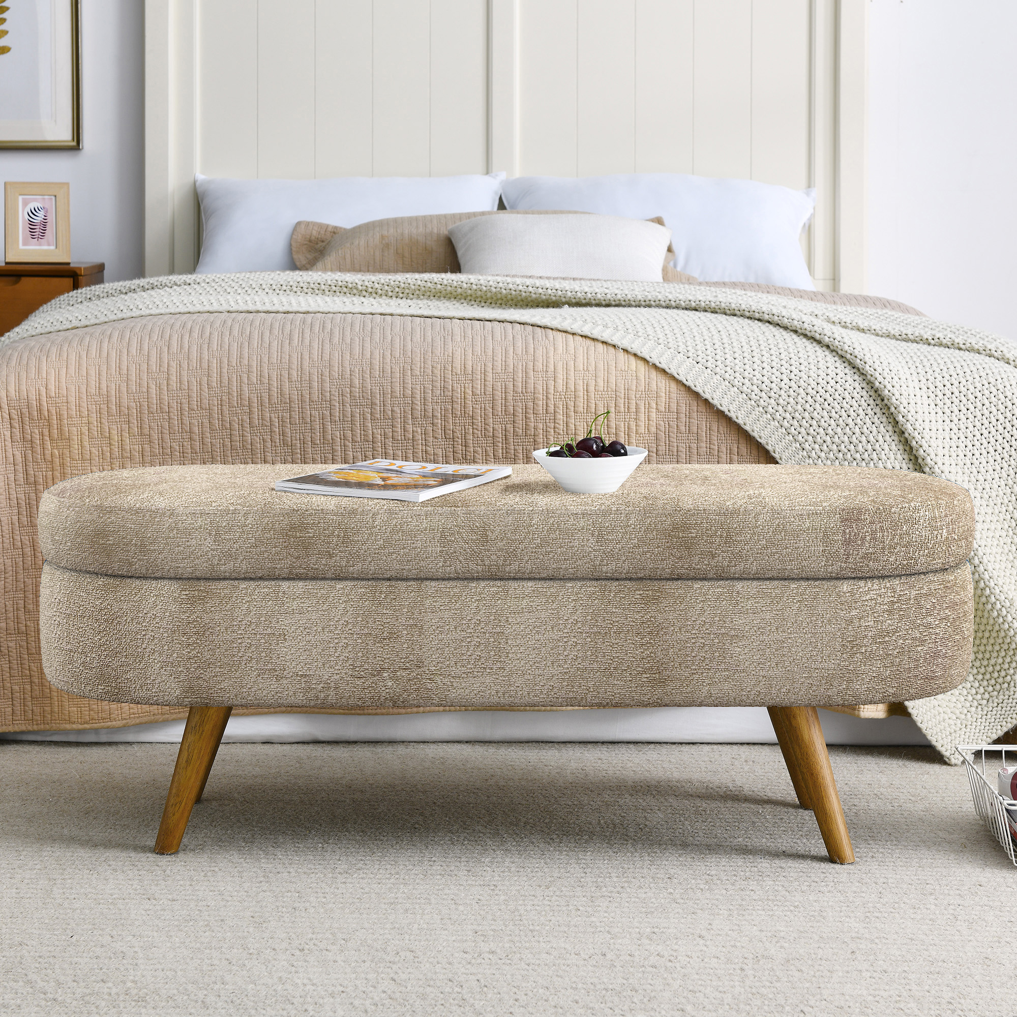 Oval Storage Ottoman Bench, picture 3 of 4
