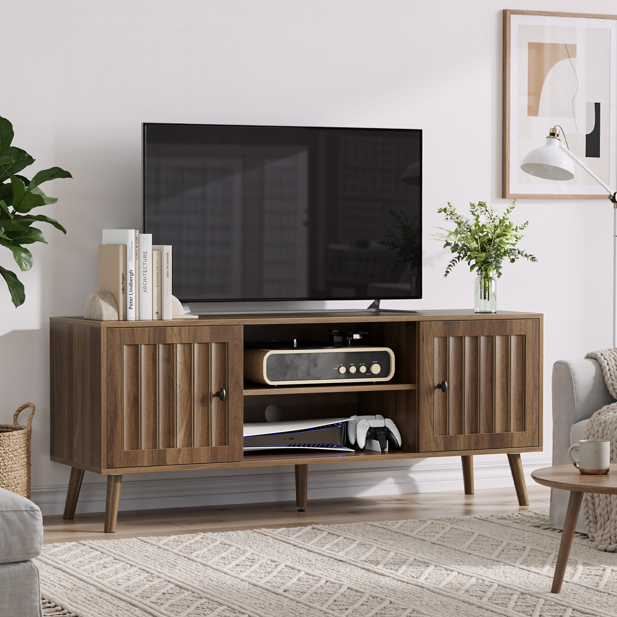Wooden TV Cabinet with Doors